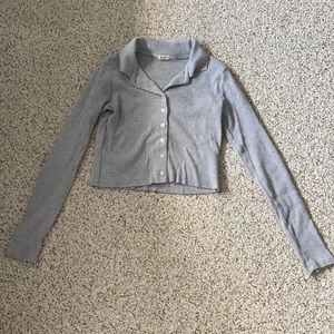 Grey Button Up Top